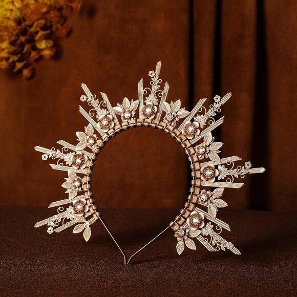 Gold Halo Crown Headpiece Plastic Sunburst Sun Goddess Cosplay Accessory main image 6